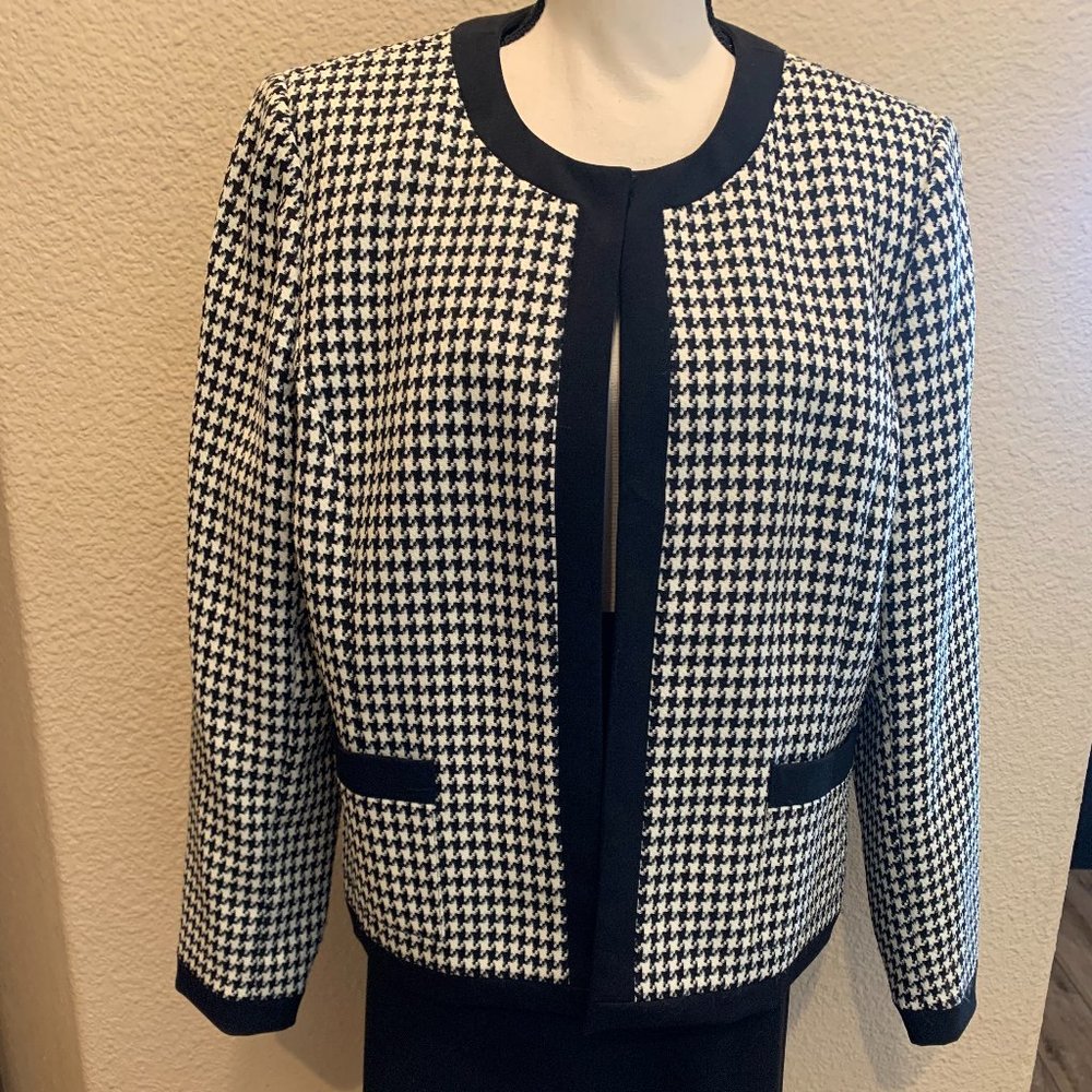 Women's Black and White Herringbone Suit